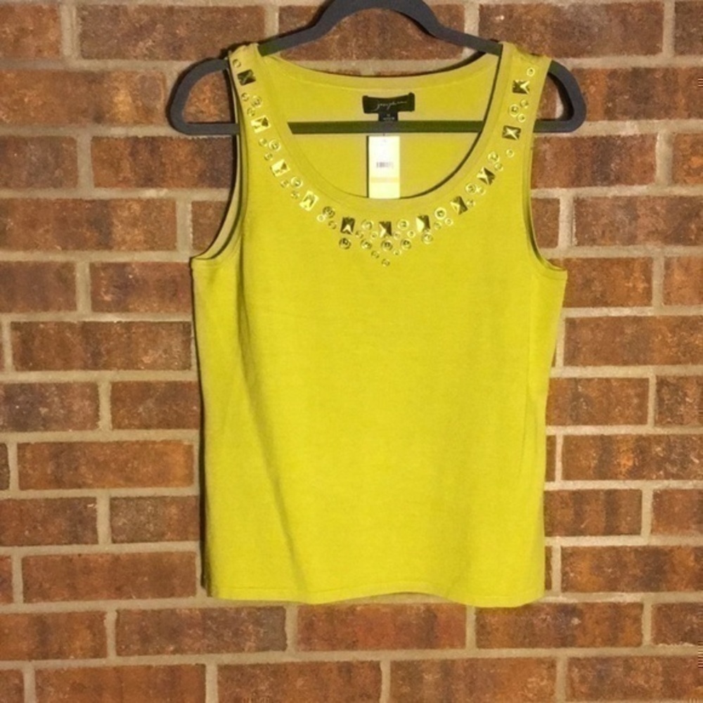 New! Vintage Josephine Silk Chartreuse Beaded Tank Top​
